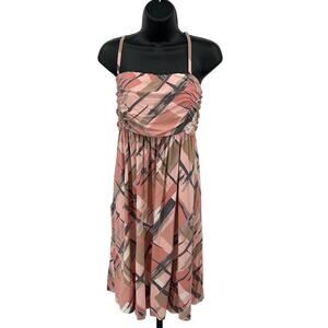 Soma Dress WMNS XL Pink Abstract Spaghetti Strap or Strapless Knee Length